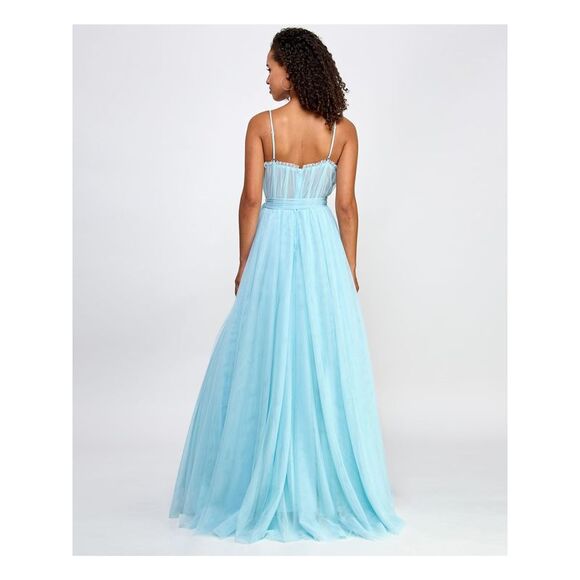 CITY STUDIO Womens Blue Lined Bustier-style Bodice Tie S Dress Juniors 3\4 - Picture 2 of 3